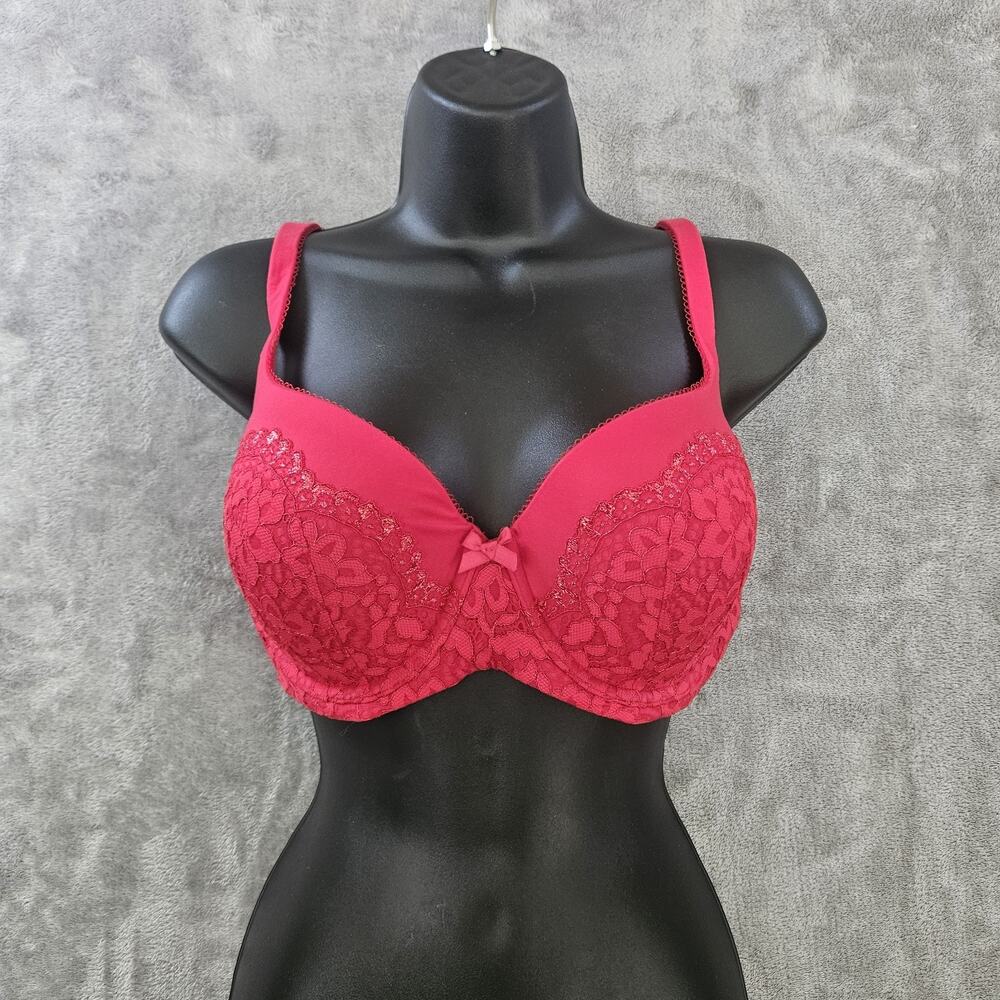 Victoria’s Secret 36DD Red Lace Demi Bra Underwire Bombshell Romantic